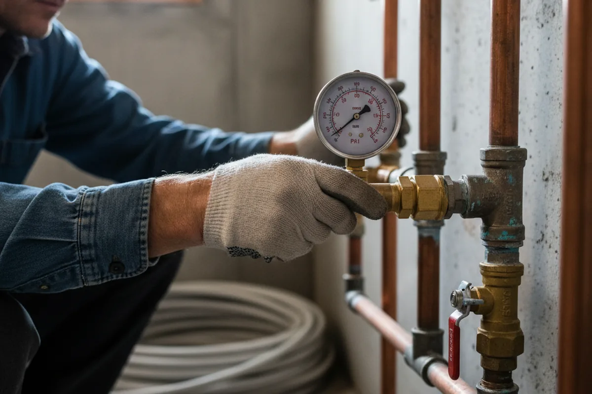 Pressure testing a repaired line during Water Line Repair in Bethalto